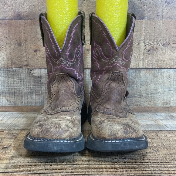 Justin Gypsy Western Boot Womens Size 6.5 B Leather Ankle Boots Round Toe Heels - Picture 2 of 13